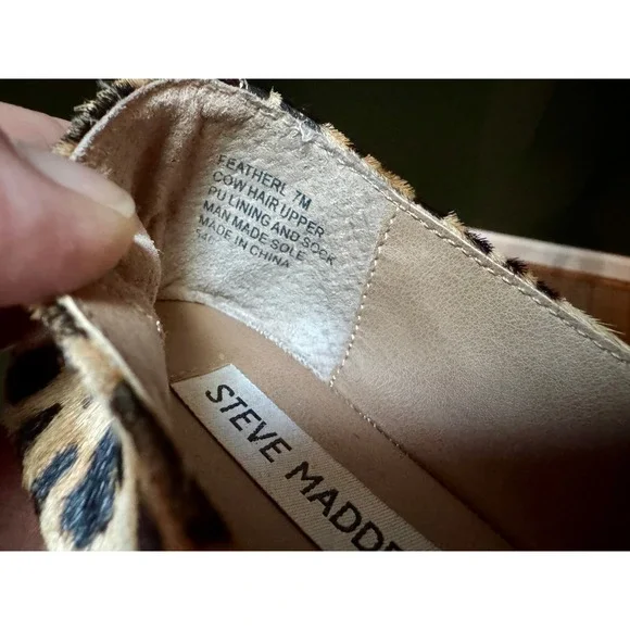 Steve Madden Leopard Print Cow Hair Pointed Toe Flats Women's Size 7M - Picture 7 of 7